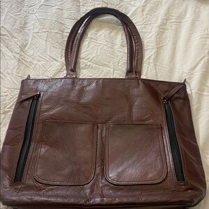 Madosh Made in India Brown Leather Tote Bag